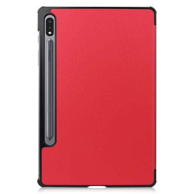 Samsung Galaxy Tab S7 Hülle - Dreifach faltbares Leder Case - rot