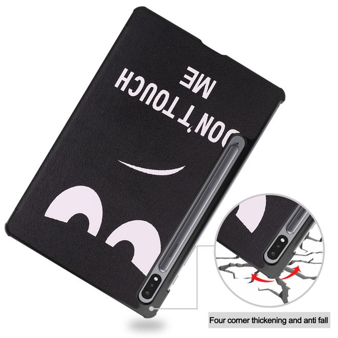 Samsung Galaxy Tab S7 Hülle - Dreifach faltbares Case aus Leder - böser Smiley