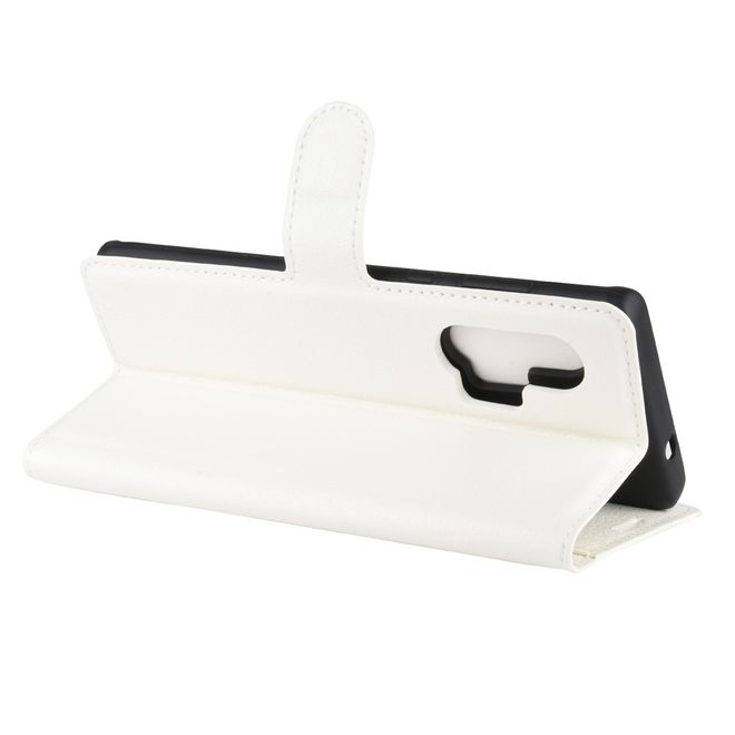 Motorola Edge+ Handy Hülle - Litchi Leder Bookcover Series - weiss