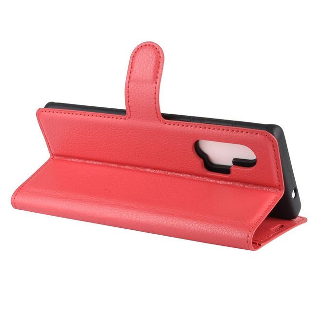 Motorola Edge+ Handy Hülle - Litchi Leder Bookcover Series - rot