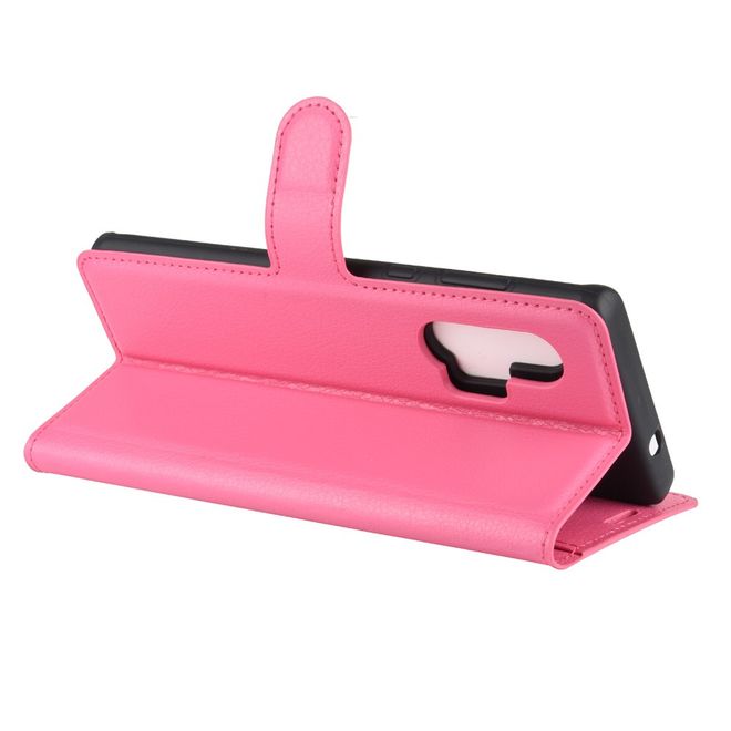 Motorola Edge+ Handy Hülle - Litchi Leder Bookcover Series - rosa