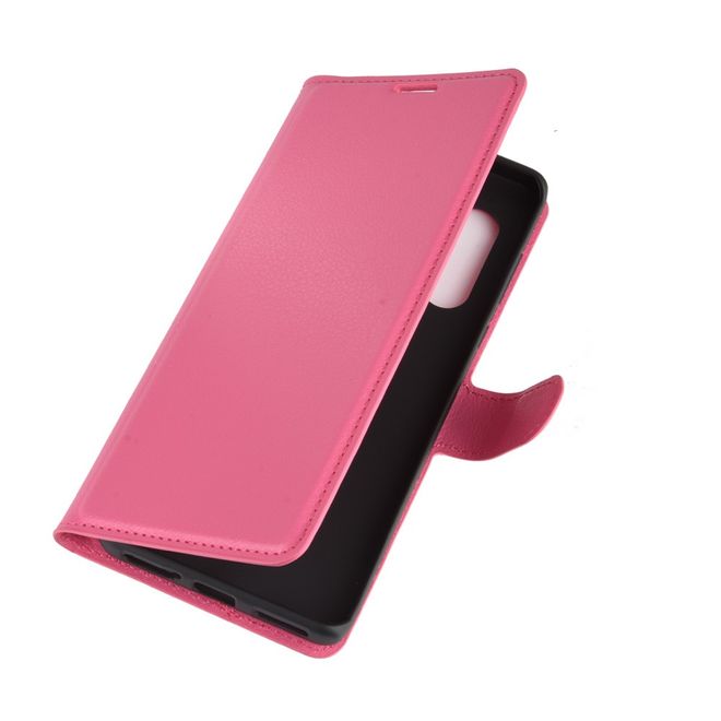Motorola Edge+ Handy Hülle - Litchi Leder Bookcover Series - rosa