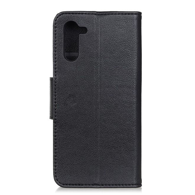 Motorola Edge Handy Hülle - Litchi Leder Bookcover Series - schwarz