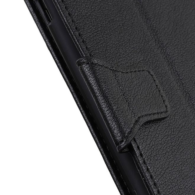 Motorola Edge Handy Hülle - Litchi Leder Bookcover Series - schwarz