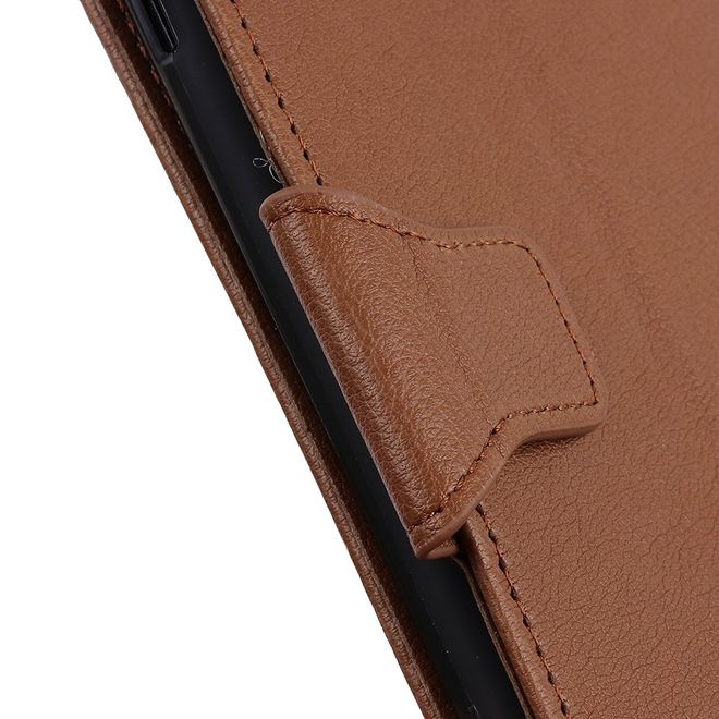 Motorola Edge Handy Hülle - Litchi Leder Bookcover Series - braun