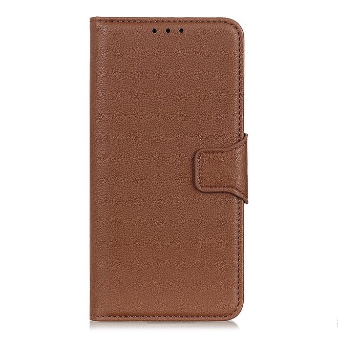 Motorola Edge Handy Hülle - Litchi Leder Bookcover Series - braun