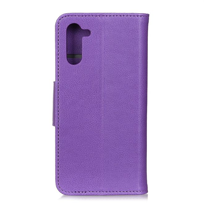 Motorola Edge Handy Hülle - Litchi Leder Bookcover Series - purpur