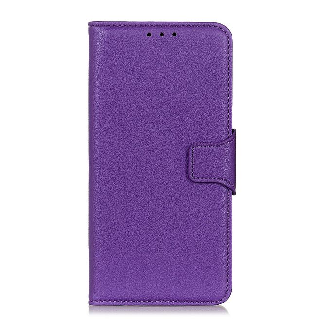 Motorola Edge Handy Hülle - Litchi Leder Bookcover Series - purpur