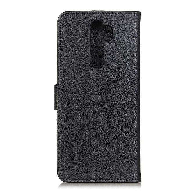 Xiaomi Redmi 9 Handy Hülle - Litchi Leder Bookcover Series - schwarz