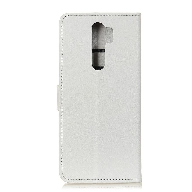 Xiaomi Redmi 9 Handy Hülle - Litchi Leder Bookcover Series - weiss