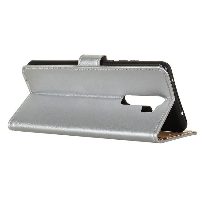 Xiaomi Redmi 9 Handy Hülle - Classic II Leder Bookcover Series - silber