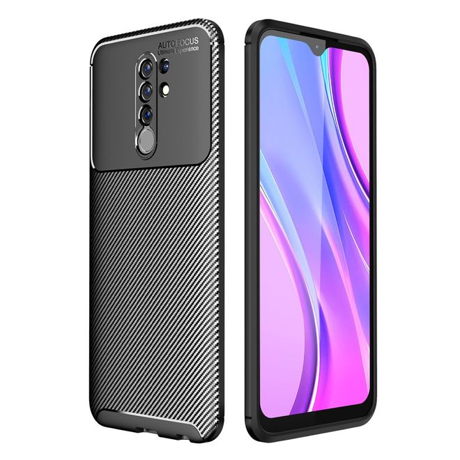 Xiaomi Redmi 9 Handyhülle - Carbon Fiber TPU Softcase Series - schwarz
