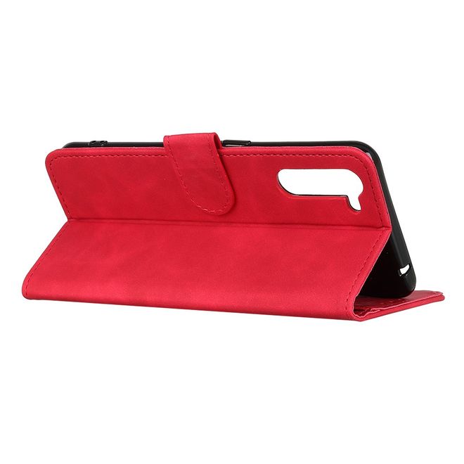 OnePlus Nord Handy Hülle - Classic IV Leder Bookcover Series - rot