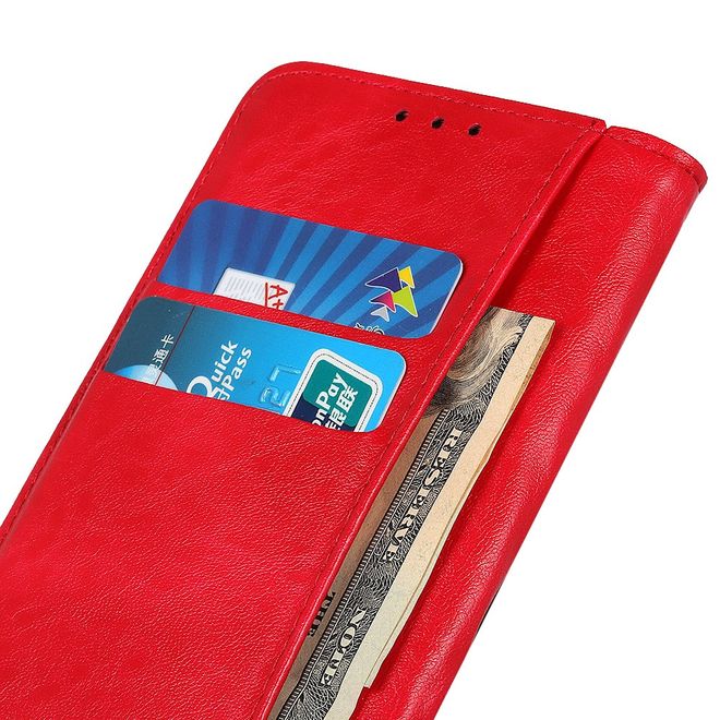 OnePlus Nord Handy Hülle - Crazy Horse V Leder Bookcover Series - rot