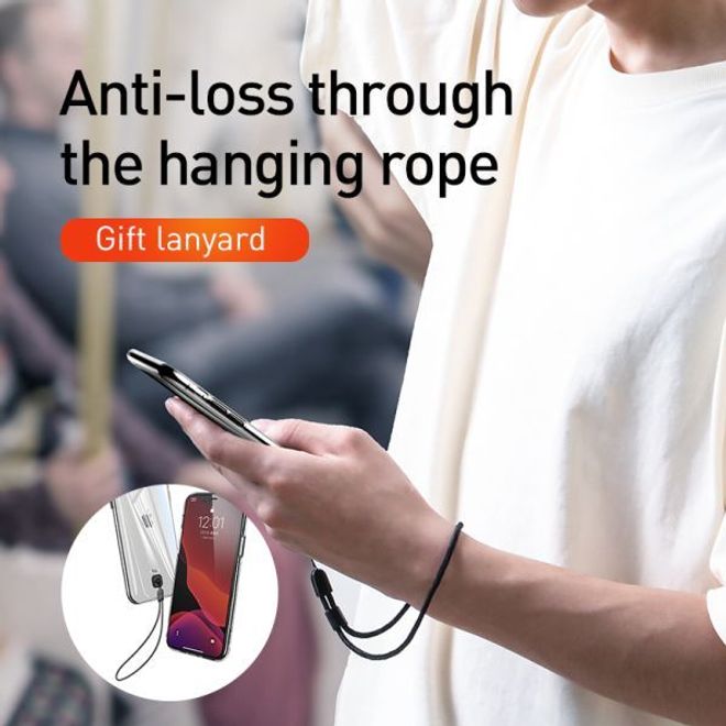 Baseus - iPhone 11 Pro Hülle - mit Anti-Lost Schleife fürs Handgelenk - transparent/schwarz