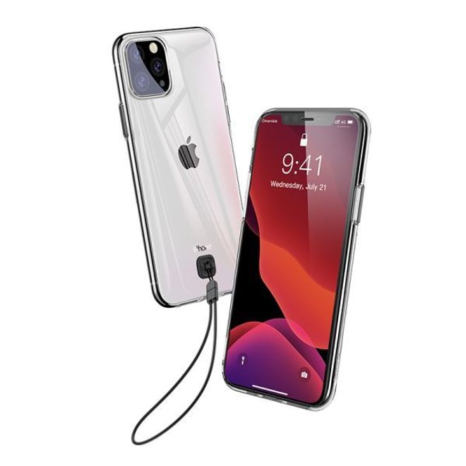 Baseus - iPhone 11 Pro Hülle - mit Anti-Lost Schleife fürs Handgelenk - transparent/schwarz
