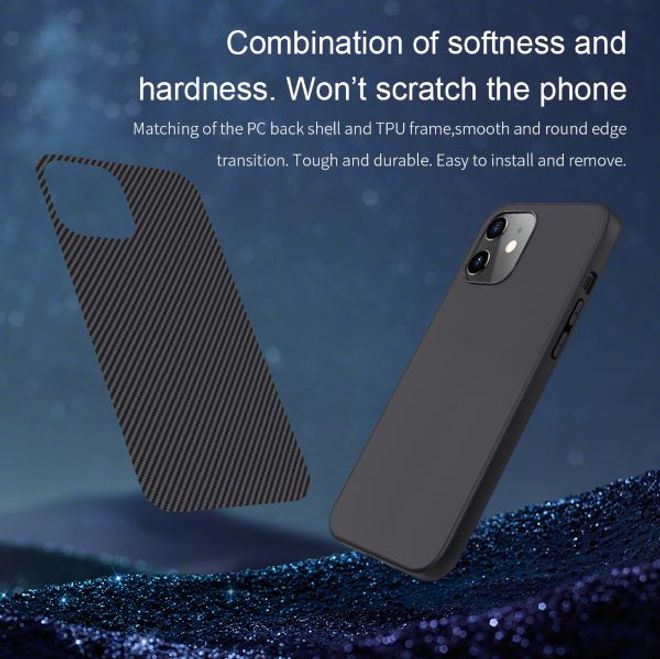 Nillkin - iPhone 12 mini Handy Case - Hülle aus Plastik/Carbon - Synthetic Fiber Series - schwarz