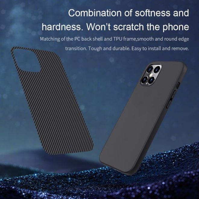 Nillkin - iPhone 12 Pro Max Handy Case - Hülle aus Plastik/Carbon - Synthetic Fiber Series - schwarz