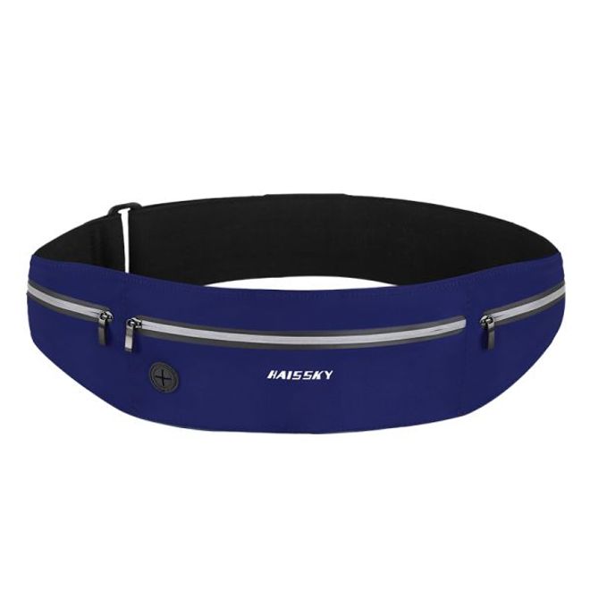 Laufgürtel für Handys bis 6.5“ - Running Belt mit 3 Reissverschlussfächern - blau