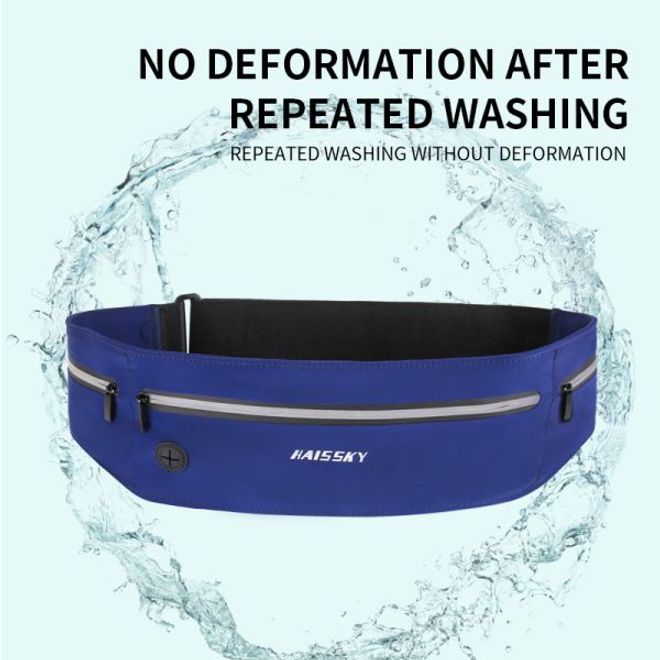 Laufgürtel für Handys bis 6.5“ - Running Belt mit 3 Reissverschlussfächern - blau