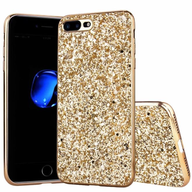 iPhone SE (2022) / SE (2020) / 8 / 7 Hülle - TPU Softcase mit Glitzermuster - gold