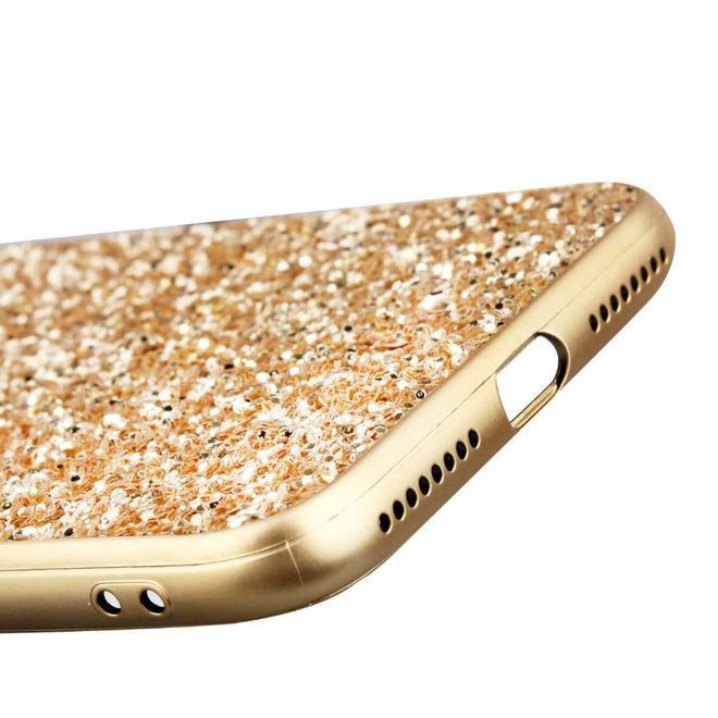iPhone SE (2022) / SE (2020) / 8 / 7 Hülle - TPU Softcase mit Glitzermuster - gold