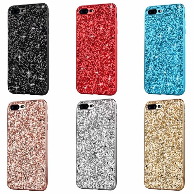 iPhone SE (2022) / SE (2020) / 8 / 7 Hülle - TPU Softcase mit Glitzermuster - gold