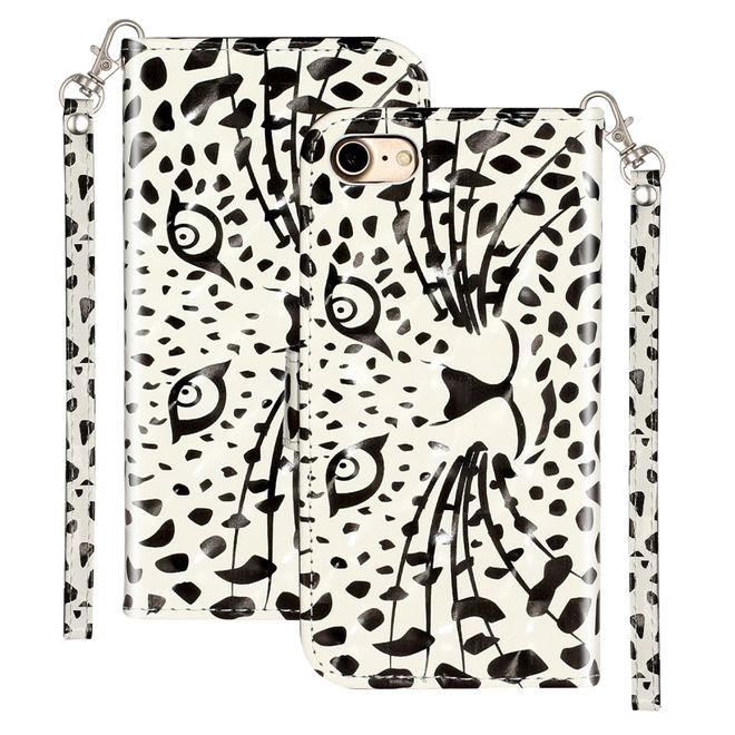 iPhone SE (2022) / SE (2020) / 8 / 7 Handy Hülle - Leder Bookcover Image Series - Leopardkopf