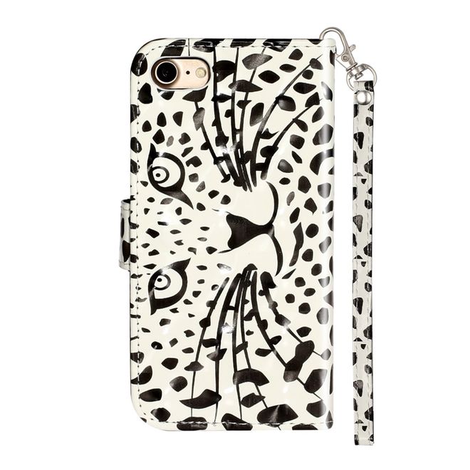 iPhone SE (2022) / SE (2020) / 8 / 7 Handy Hülle - Leder Bookcover Image Series - Leopardkopf