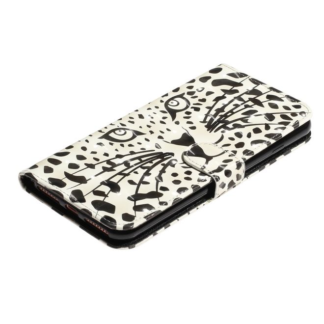 iPhone SE (2022) / SE (2020) / 8 / 7 Handy Hülle - Leder Bookcover Image Series - Leopardkopf