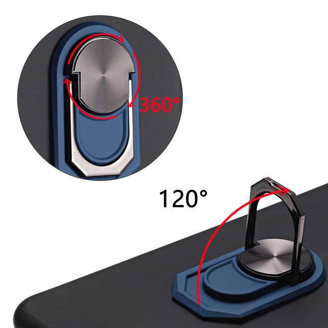 Coque pour iPhone SE (2022) / SE (2020) / 8 / 7 - Coque souple en TPU avec support intégré - Noir/Bleu