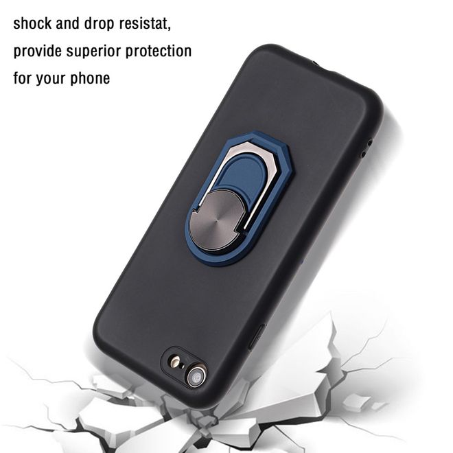 Coque pour iPhone SE (2022) / SE (2020) / 8 / 7 - Coque souple en TPU avec support intégré - Noir/Bleu