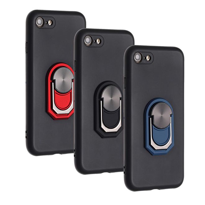 Coque pour iPhone SE (2022) / SE (2020) / 8 / 7 - Coque souple en TPU avec support intégré - Noir/Bleu