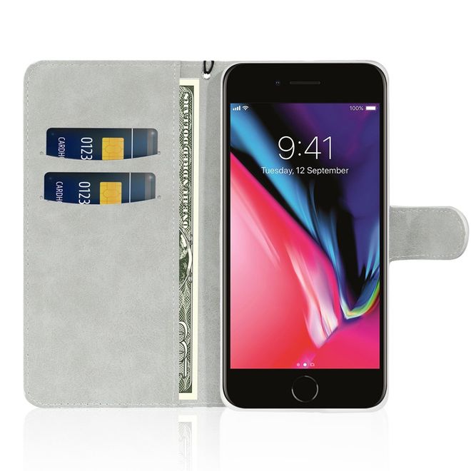 iPhone SE (2022) / SE (2020) / 8 / 7 Phone Case - Leather Glitter Case with Stripes - Blue