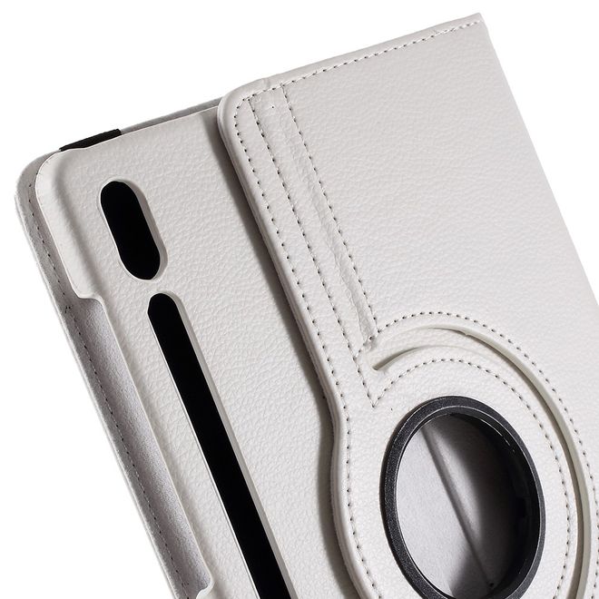 Samsung Galaxy Tab S7 Hülle - 360° rotierbares Case aus Leder - weiss