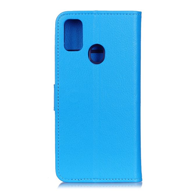 Huawei Honor Play 9A Handy Hülle - Litchi Leder Bookcover Series - blau
