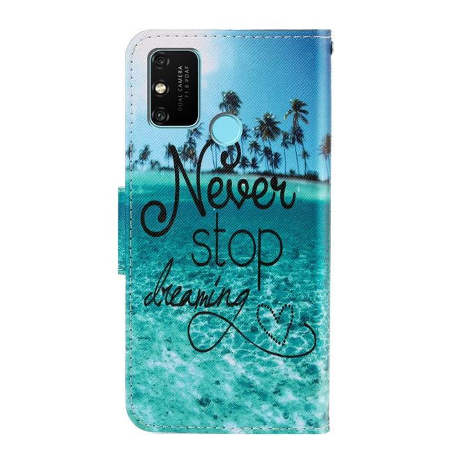 Huawei Honor 9A Handy Hülle - Leder Bookcover Image Series - Never Stop Dreaming