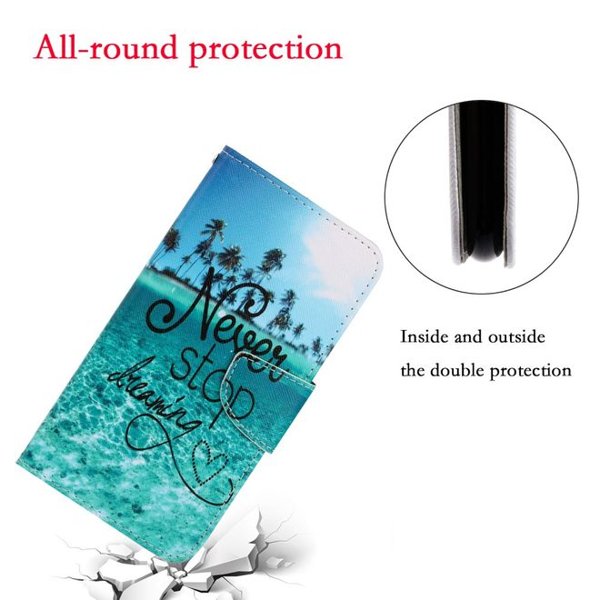 Huawei Honor 9A Handy Hülle - Leder Bookcover Image Series - Never Stop Dreaming