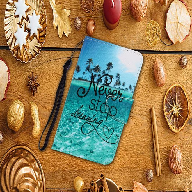 Huawei Honor 9A Handy Hülle - Leder Bookcover Image Series - Never Stop Dreaming