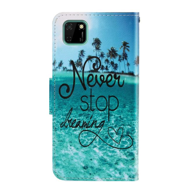 Huawei Y5p Handy Hülle - Leder Bookcover Image Series - Never Stop Dreaming