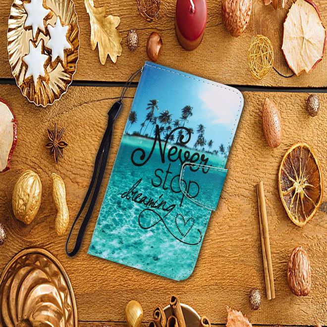 Huawei Y5p Handy Hülle - Leder Bookcover Image Series - Never Stop Dreaming