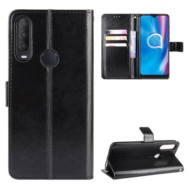 Alcatel 1S (2020) / 3L (2020) Handyhülle - Crazy Horse III Leder Series Case - schwarz
