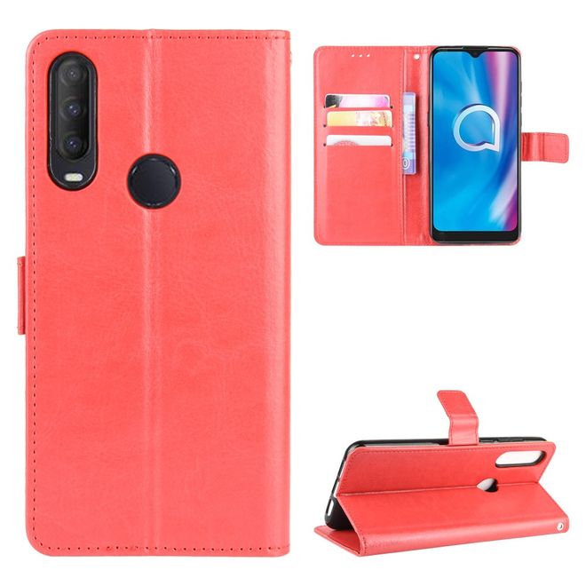 Alcatel 1S (2020) / 3L (2020) Handyhülle - Crazy Horse III Leder Series Case - rot