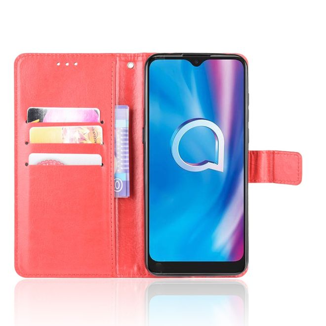 Alcatel 1S (2020) / 3L (2020) Handyhülle - Crazy Horse III Leder Series Case - rot