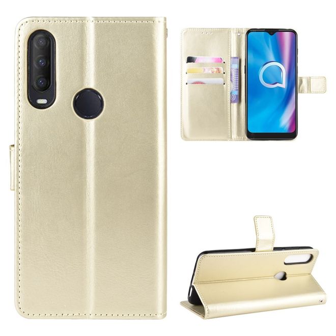 Alcatel 1S (2020) / 3L (2020) Handyhülle - Crazy Horse III Leder Series Case - gold