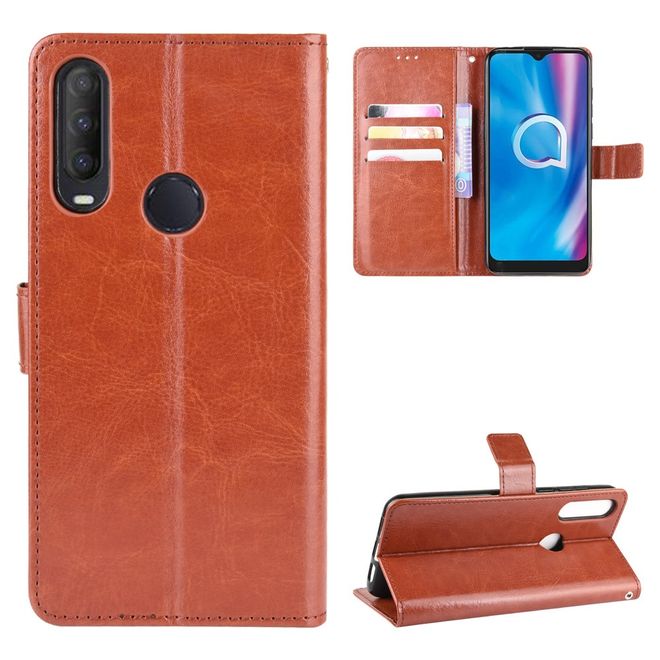 Alcatel 1S (2020) / 3L (2020) Handyhülle - Crazy Horse III Leder Series Case - braun