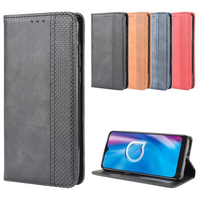 Alcatel 1S (2020) / 3L (2020) Handy Hülle - Retro Leder Bookcover Series - schwarz