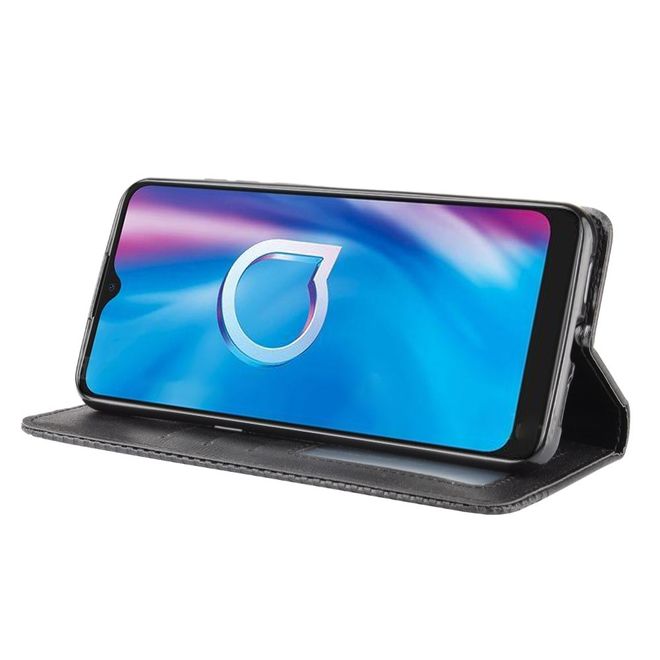 Alcatel 1S (2020) / 3L (2020) Handy Hülle - Retro Leder Bookcover Series - schwarz