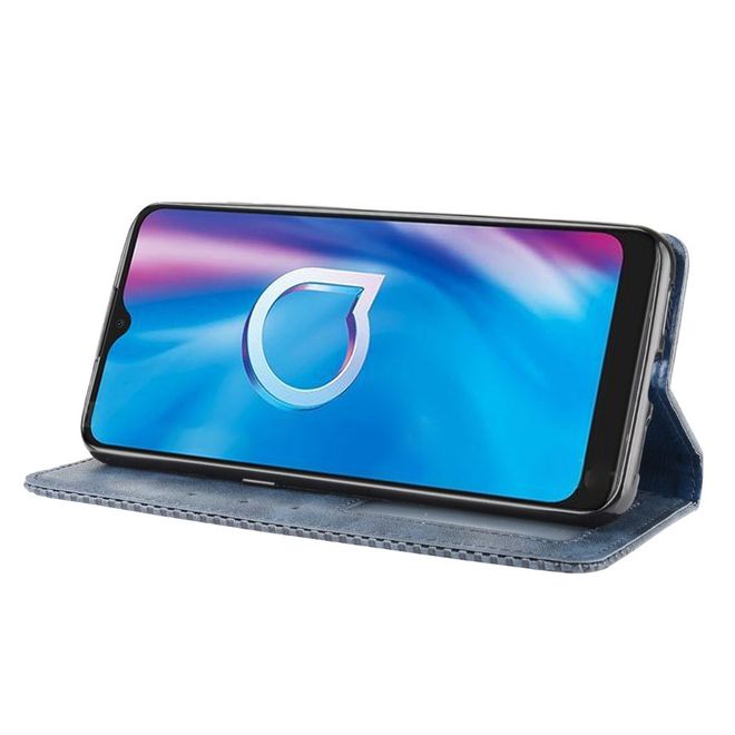 Alcatel 1S (2020) / 3L (2020) Handy Hülle - Retro Leder Bookcover Series - blau