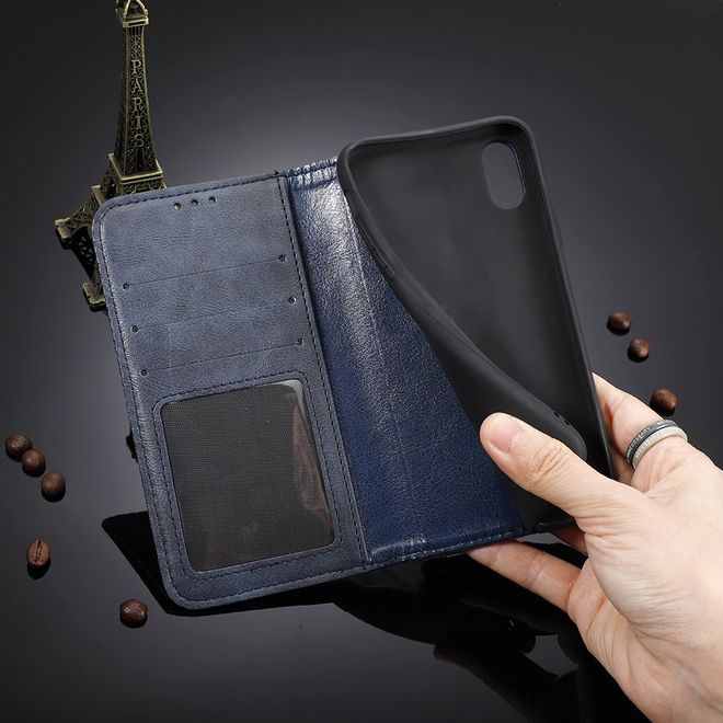 Alcatel 1S (2020) / 3L (2020) Handy Hülle - Retro Leder Bookcover Series - blau